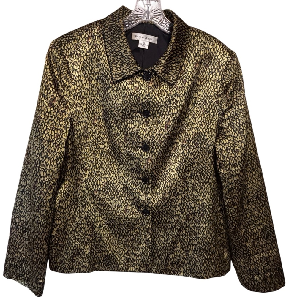 Vtg Rafael Metallic Button Up Jacket Or Top 16 Fi… - image 1